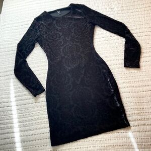 =^.^= Black Velvet Flocked Royal Floral Detail Whimsigoth Castle Party Sz S*